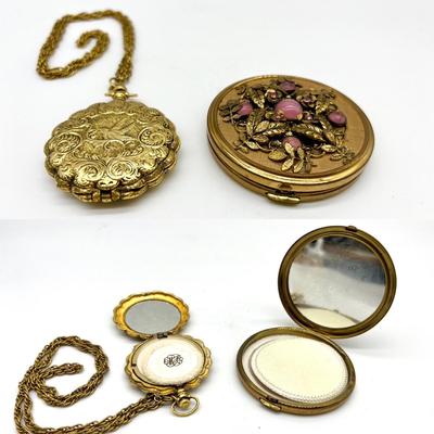 Vintage Powder Compact & Vintage Powder NeCklace