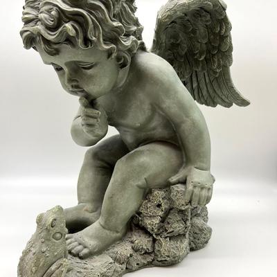 CHERUB Shushing Frog Resin Statue