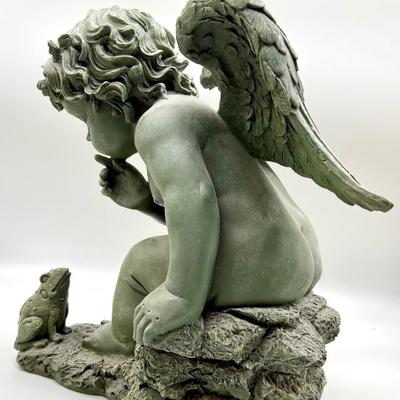 CHERUB Shushing Frog Resin Statue