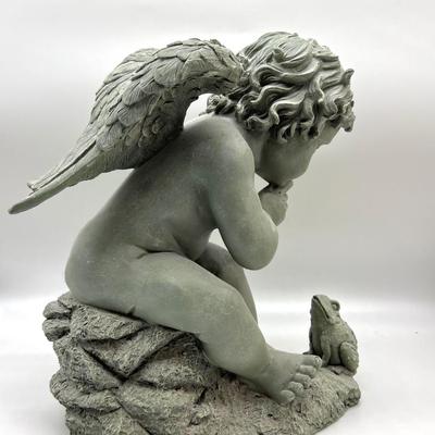 CHERUB Shushing Frog Resin Statue