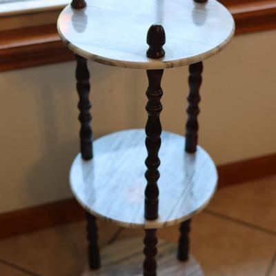 White Marble Three Tier Accent Table