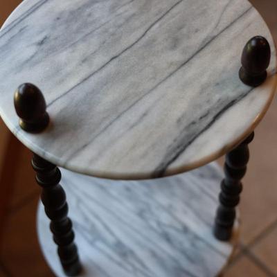 White Marble Three Tier Accent Table