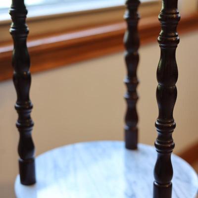 White Marble Three Tier Accent Table