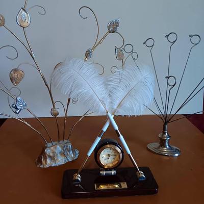 Wedding Feather Pen Stand Holder Wedding Reception Party Table DÃ©cor+ Metal Sculpture Picture Holder +
