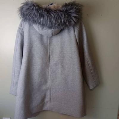 Nine West XL Women's Hooded Coat With Faux Fur