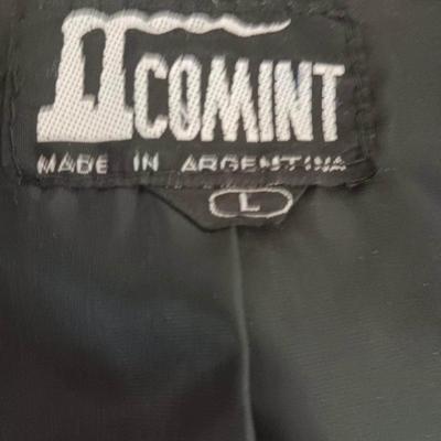 Comint Black Leather Bomber Jacket Mens L