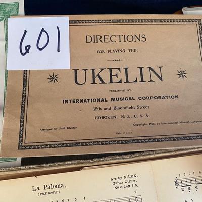 Vintage Ukelin with Music and Paperwork