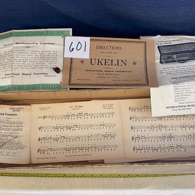 Vintage Ukelin with Music and Paperwork