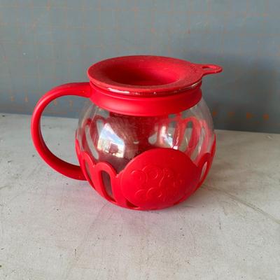 Table Glass Microwave Popcorn Popper, Red