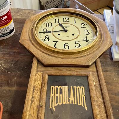 Wooden Wall Clock REgulator (missing glass) American