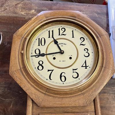 Wooden Wall Clock REgulator (missing glass) American