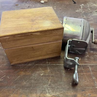 Pencil Sharpener & Wooden Box