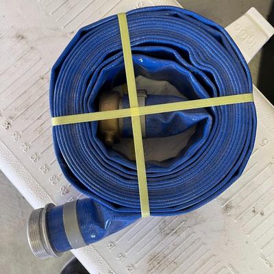 Blue PVC Discharge Hose, Lay-Flat Assembly with Aluminum Cam Lock