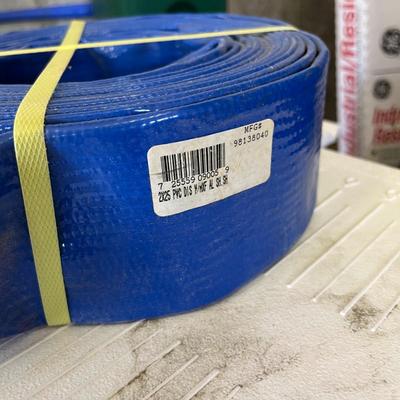 Blue PVC Discharge Hose, Lay-Flat Assembly with Aluminum Cam Lock