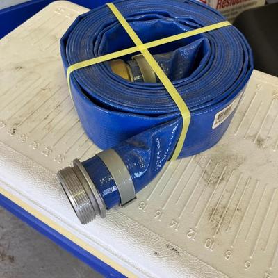 Blue PVC Discharge Hose, Lay-Flat Assembly with Aluminum Cam Lock
