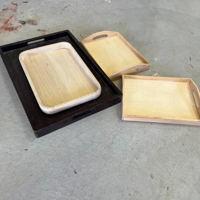 Wooden Serving Trays & Photo Frames Set - 4 Trays, 5 Frames