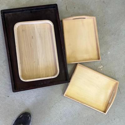 Wooden Serving Trays & Photo Frames Set - 4 Trays, 5 Frames