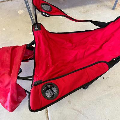 Red Ozark Trail Folding Lounge with Footrest Stylish & Comfortable Relaxation