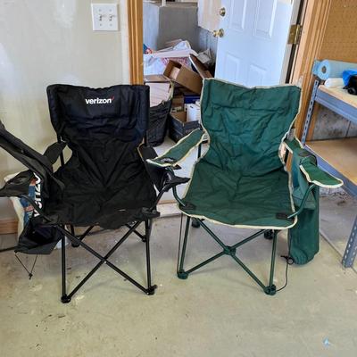 2 folding chairs: Complete Camping Combo Verizon, Green Chair