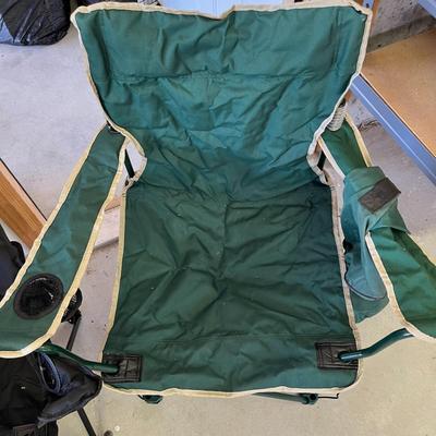 2 folding chairs: Complete Camping Combo Verizon, Green Chair