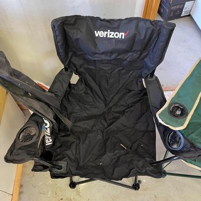 2 folding chairs: Complete Camping Combo Verizon, Green Chair