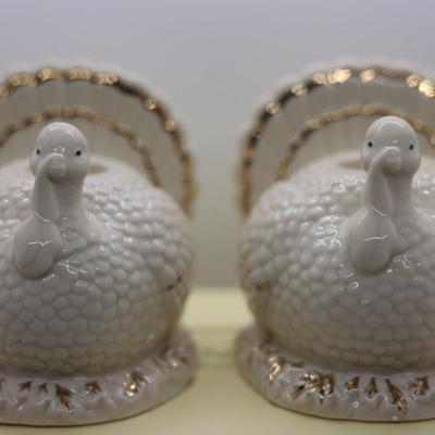 LENOX Porcelain Turkey Taper Candle Holders (4)