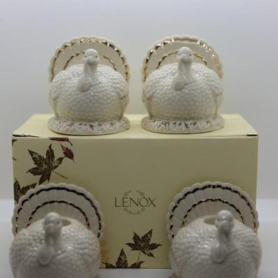 LENOX Porcelain Turkey Taper Candle Holders (4)