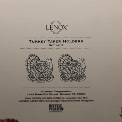 LENOX Porcelain Turkey Taper Candle Holders (4)