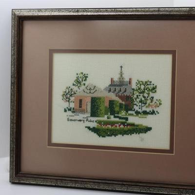 Framed Cross Stitch of Governor's Palace