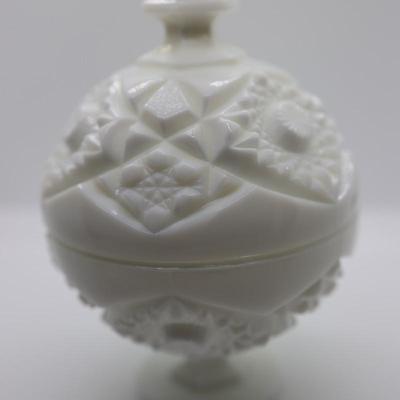 Milk Glass Candy Dish & Small Vase