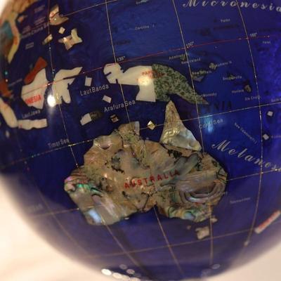 Large Royal Blue Gemstone World Globe on Chrome Stand