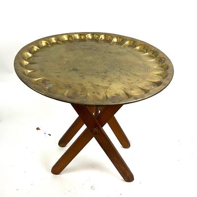 1020 Vintage Brass Tray Top Table