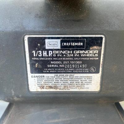 SEARS CRAFTSMAN 1/3HP Bench Grinder