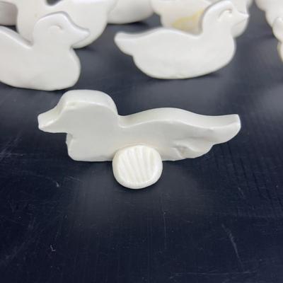 1030 Set of 15 Duck Handmade Pottery Place Card Holders