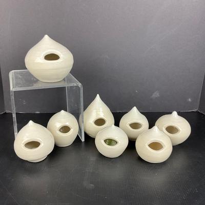 1031 Set of Handmade Olive Pit Jars by Virginia Perram