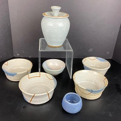 1037 Handmade Pottery Striped Glaze by Virginia Perram