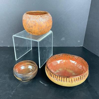 1038 Handmade Pottery Bowls with Rope Design by Virginia Perram