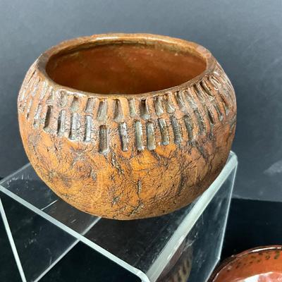 1038 Handmade Pottery Bowls with Rope Design by Virginia Perram