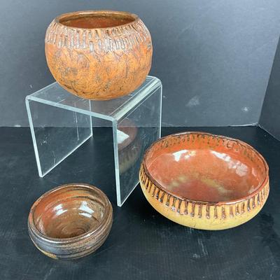 1038 Handmade Pottery Bowls with Rope Design by Virginia Perram