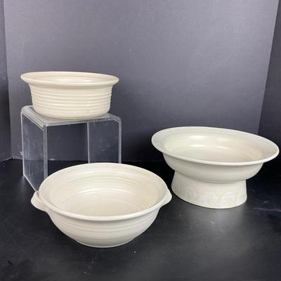 1043 Three Handmade Pottery Bowls by Virginia Perram