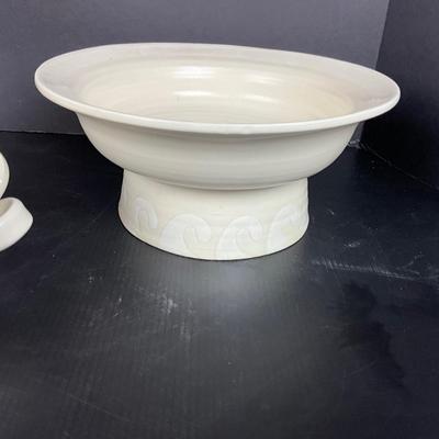 1043 Three Handmade Pottery Bowls by Virginia Perram