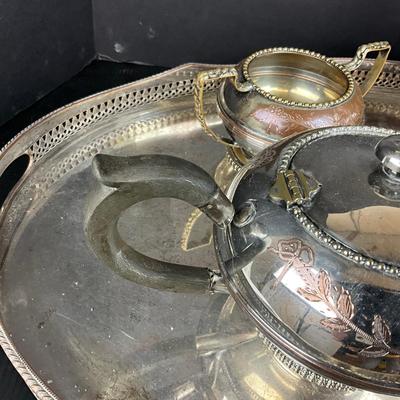 954 5pc Hand Engraved Silver Plated English Tea Coffee Set