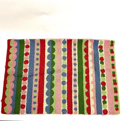 958 Strips and Dots Hooked Area Rug 35" x 24"