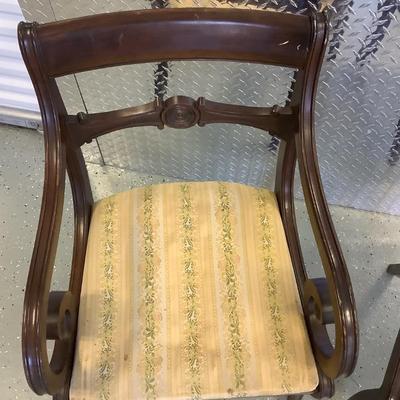 Ethan Allen matching wooden chairs one with arms 34"H 21"W 19" depth