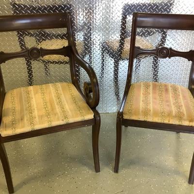Ethan Allen matching wooden chairs one with arms 34"H 21"W 19" depth