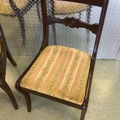 Ethan Allen matching wooden chairs one with arms 34"H 21"W 19" depth