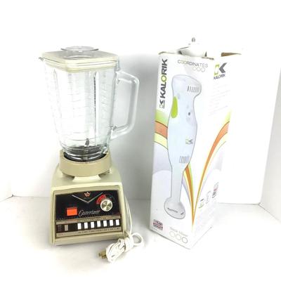 967 Vintage Glass Osterizer Blender with Kalorik Stick Mixer