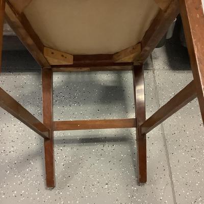 Blue velvet wooden chair 38"H 19"W 17" seat depth