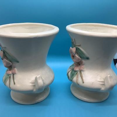 McCoy Pottery 2 vases Blossom Time, pink, green