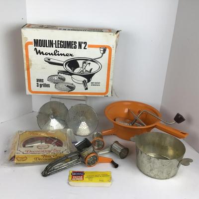 969 Vintage Mouli Cheese Grinder & Moulinex Food Mill